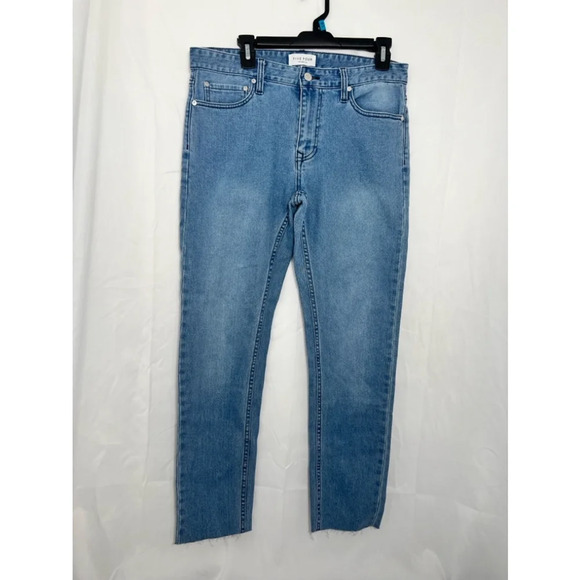 Men's‎ Five Four Corvin Slim Jeans Blue 32 Light Wash Frayed Hem - Picture 1 of 8